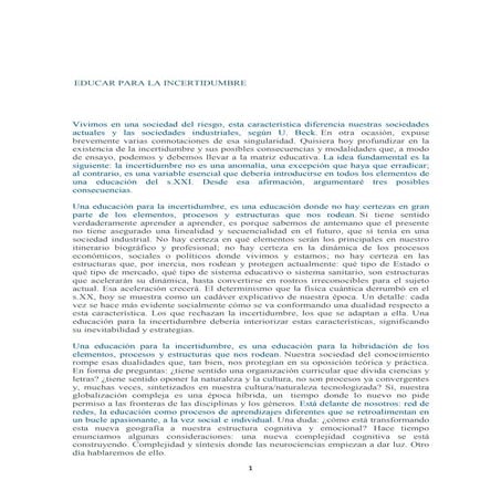 Educar para la incertidumbre