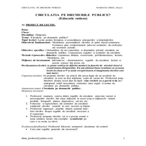 Educatie rutiera | DOCX