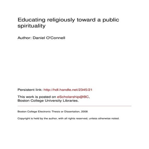 Educating religiously toward a public spirituality