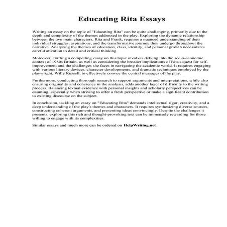 Educating Rita Essay | PDF