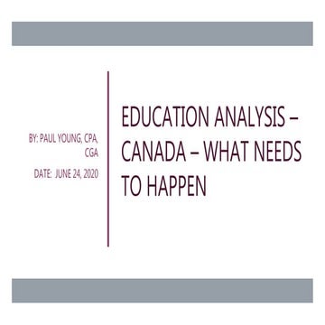 Education| What needs to happen| Canada