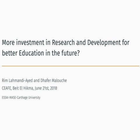 More investment in Research and Development for better Education in the future?