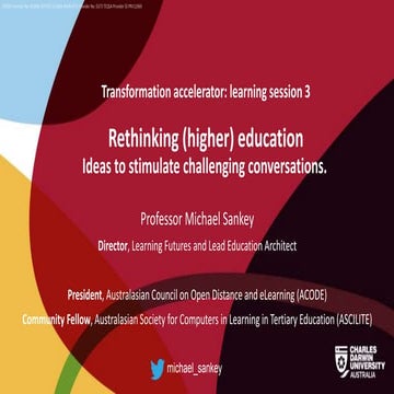 Rethinking (higher) education ideas to stimulate challenging conversations.