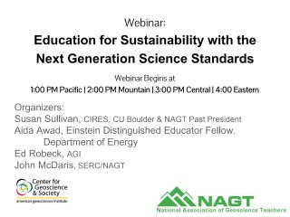 Education for Sustainability with the NGSS