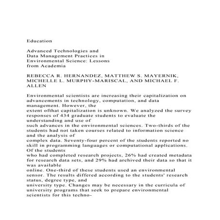 EducationAdvanced Technologies andData Management Practi.docx