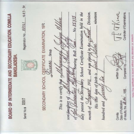 Educational certificate ssc jashim