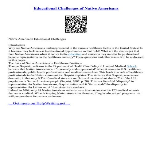 Educational Challenges Of Native Americans