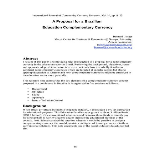 Educational complementary currency