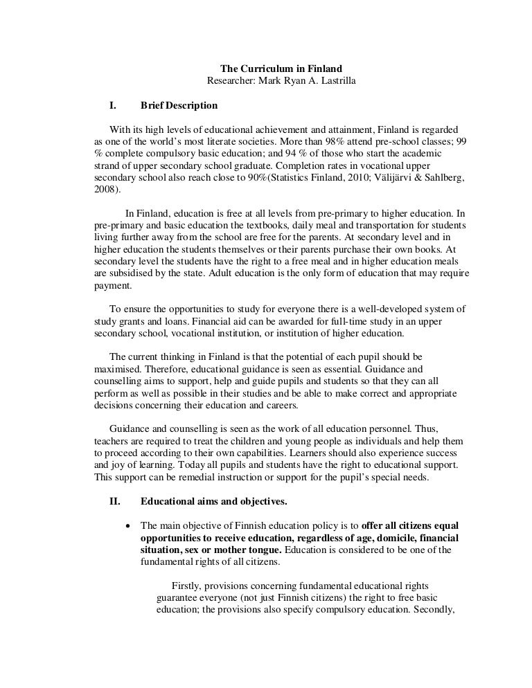 Educational Curriculum in Finland