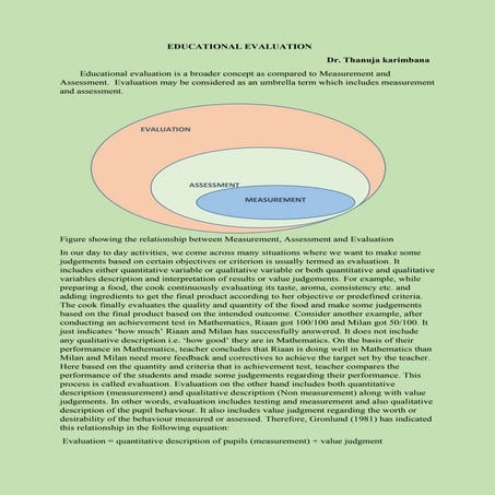 Educational evaluation -a brief conceptual overview