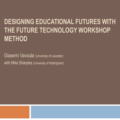 Designing Educational Futures with the Future Technology Workshop Method