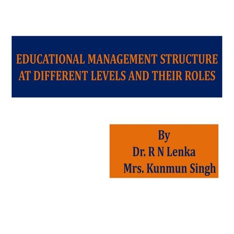 Educational management structure & roles at different levels by Dr R N Lenka ...
