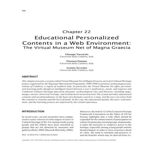 Educational Personalized  Contents in a Web Environment: The Virtual Museum N...