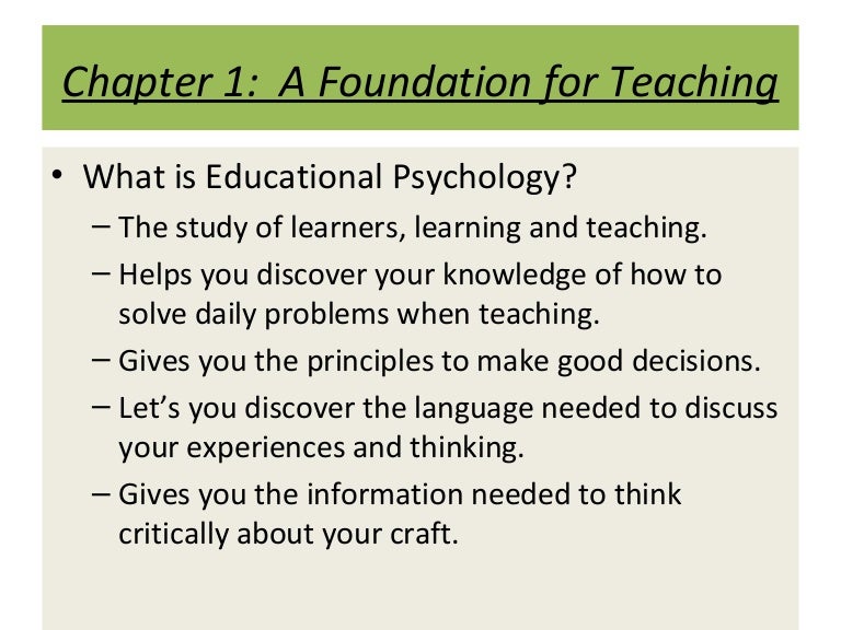 Educational Psychology Chapter 1