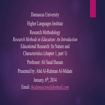 Nature and Classification of Educational Research (Part 1)