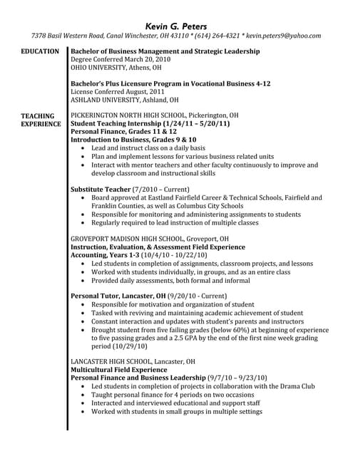 Educational Resume