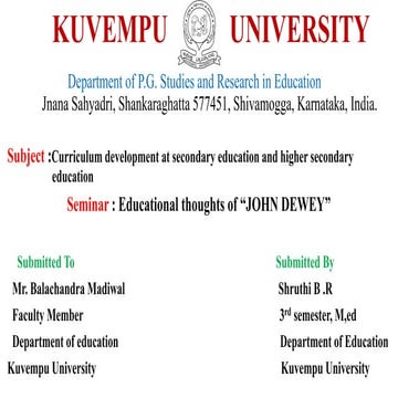 educational thoughts of john dewey. Slideshow