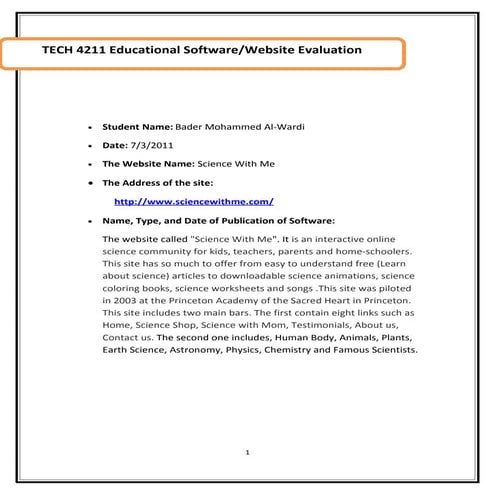 Educational website evaluation