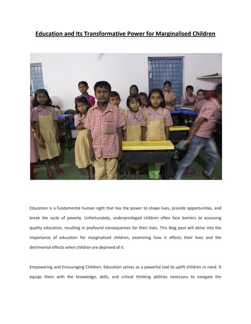 Educational Empowerment for Underprivileged Children in India | PDF ...