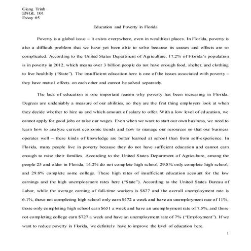 Education and poverty in florida