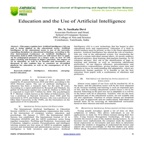 Education and the Use of Artificial Intelligence