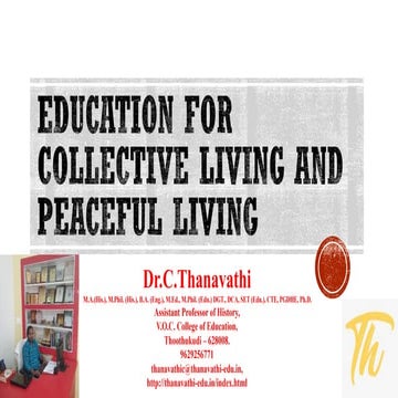 Education for collective living and peaceful living