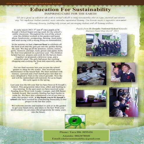 Education for sustainability newsletter 2012 