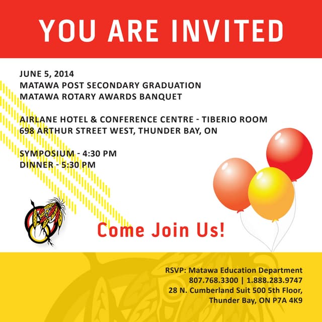 Matawa Education Graduation 2014 Invitation