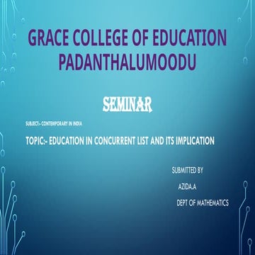 Education in concurrent list Contemparory | PPTX