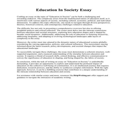 Education In Society Essay. Mount Mercy University