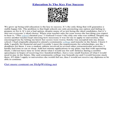 Education Is The Key For Success