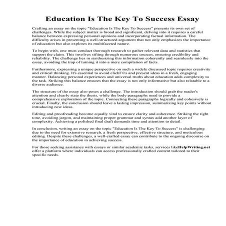 Education Is The Key To Success Essay.pdf