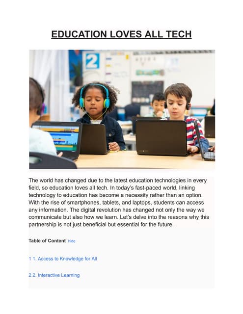 Education Loves All Tech | PDF