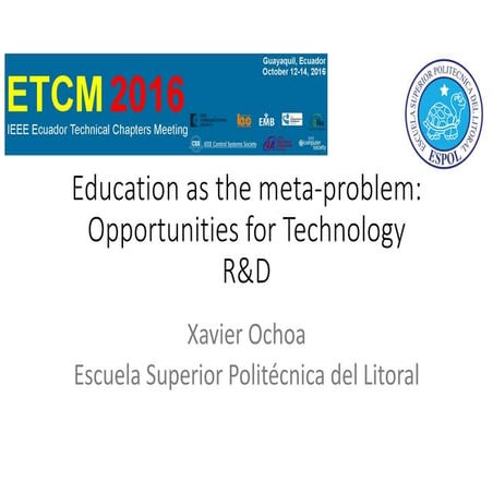 Education as the meta-problem: Opportunities for Technology R&D