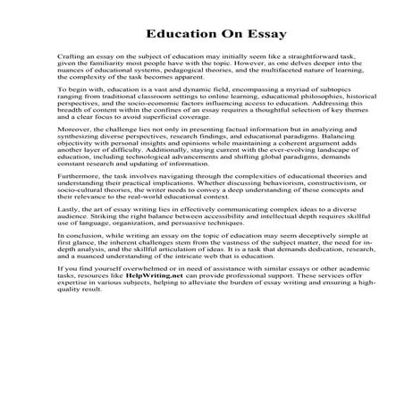 Education On Essay