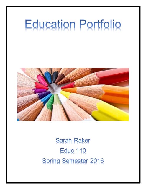 Education Portfolio Cover Page Template