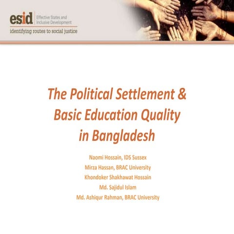 The Political Settlement & Basic Education Quality in Bangladesh
