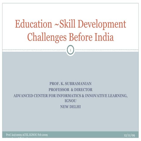 Education ~Skill Development  Assocham Conf Feb 2009