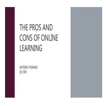 Pros and Cons of Online Learning | PPTX