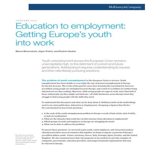 Education to employment getting europes youth into work