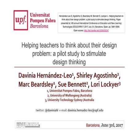 Helping teachers to think about their design problem: a pilot study to stimul...