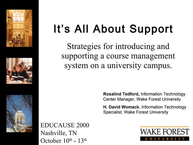 It's All About Support: Strategies for introducing and supporting a course ma...