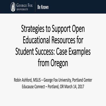 Strategies to Support Open Educational Resources for Student Success: Case Ex...
