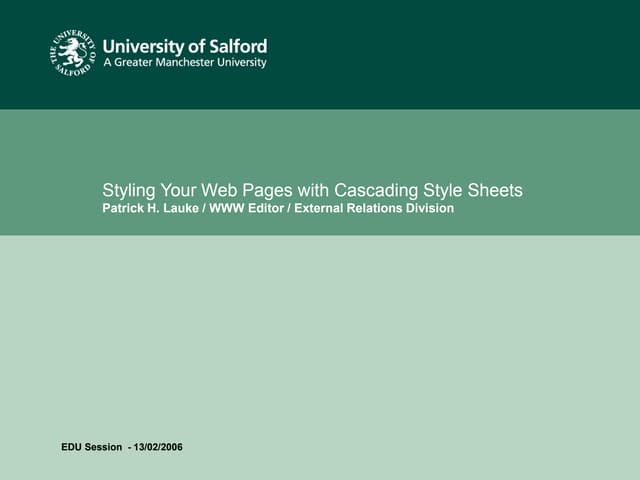 Styling Your Web Pages with Cascading Style Sheets / EDU course / University ...