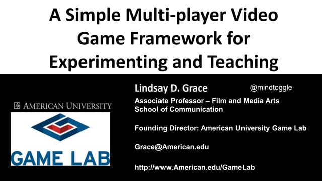 A Simple Multi-player Video Game  Framework for Experimenting  and Teaching C...