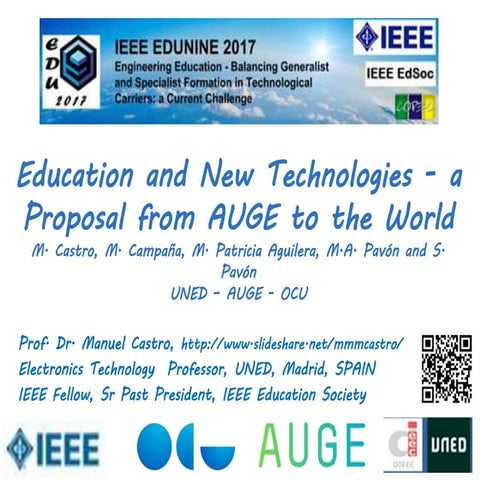 Education and New Technologies - a Proposal from AUGE to the World