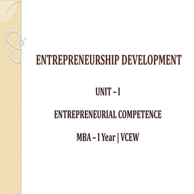 Entrepreneurship Development
