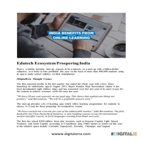 Edutech Ecosystem Prospering India