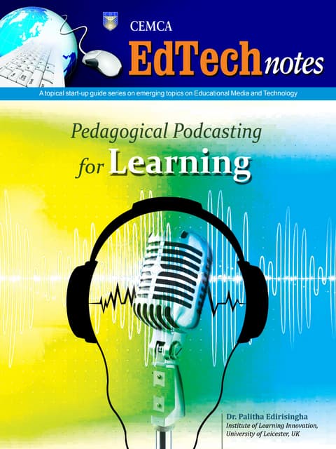 CEMCA Ed Tech Note: Pedagogical Podcasting for learning