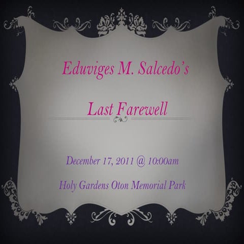 Eduviges M. Salcedo's Treasured Moments at Holy Gardens Oton Memorial ...